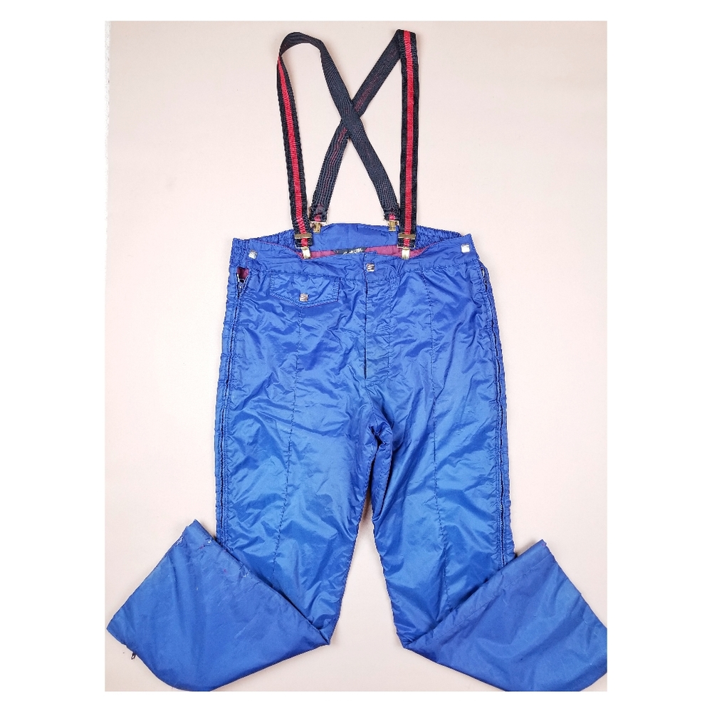 VTG 80's 90's Bib Suspenders Overall Quilted Linin